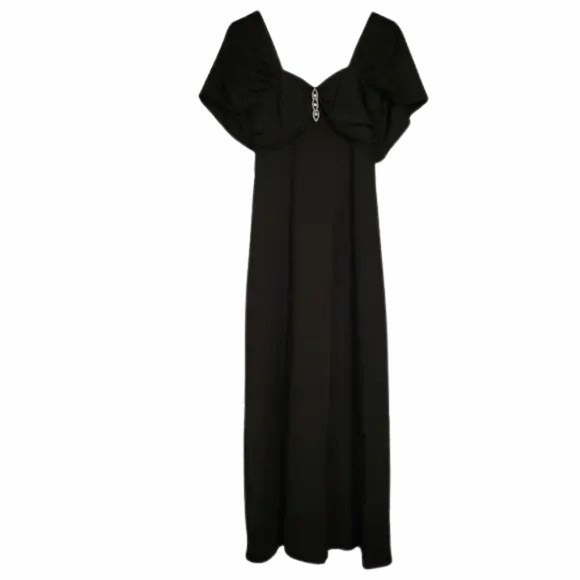 Alfred Angelo Vintage Black Rhinestone Embellished Long Formal Gown Size 4 - Picture 1 of 12